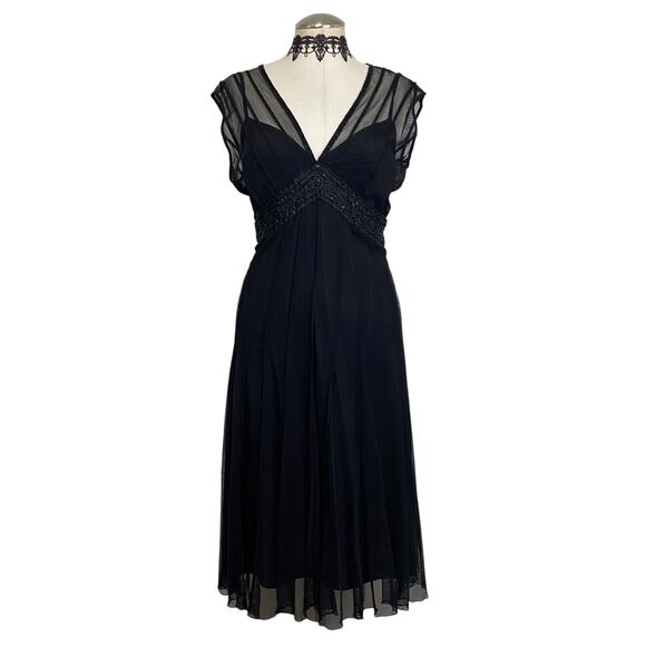 Vtg ECI New York Gothic Whimsygoth Fairy Mesh Beaded Mid Length Dress - Picture 1 of 16